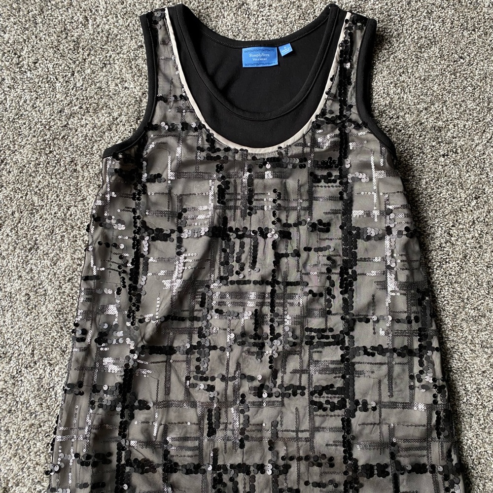 Simply Vera Black Sequined Tank Top